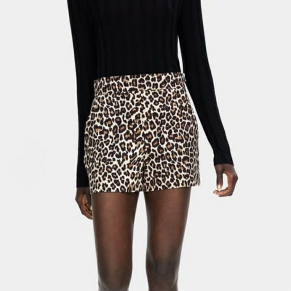 Zara Animal Print High-rise Shorts Size XL